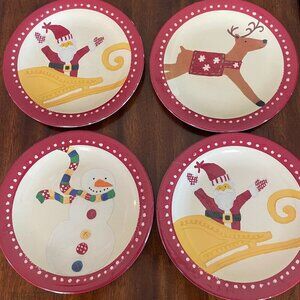 Pottery Barn Kids Christmas Melamine Plates - 1 Snowmen, 1 Reindeer, 2 Santa!